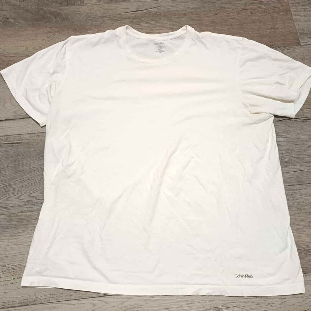 Calvin Klein White Plain Large Slim-Fit Crew-Neck Cotton T-Shirt